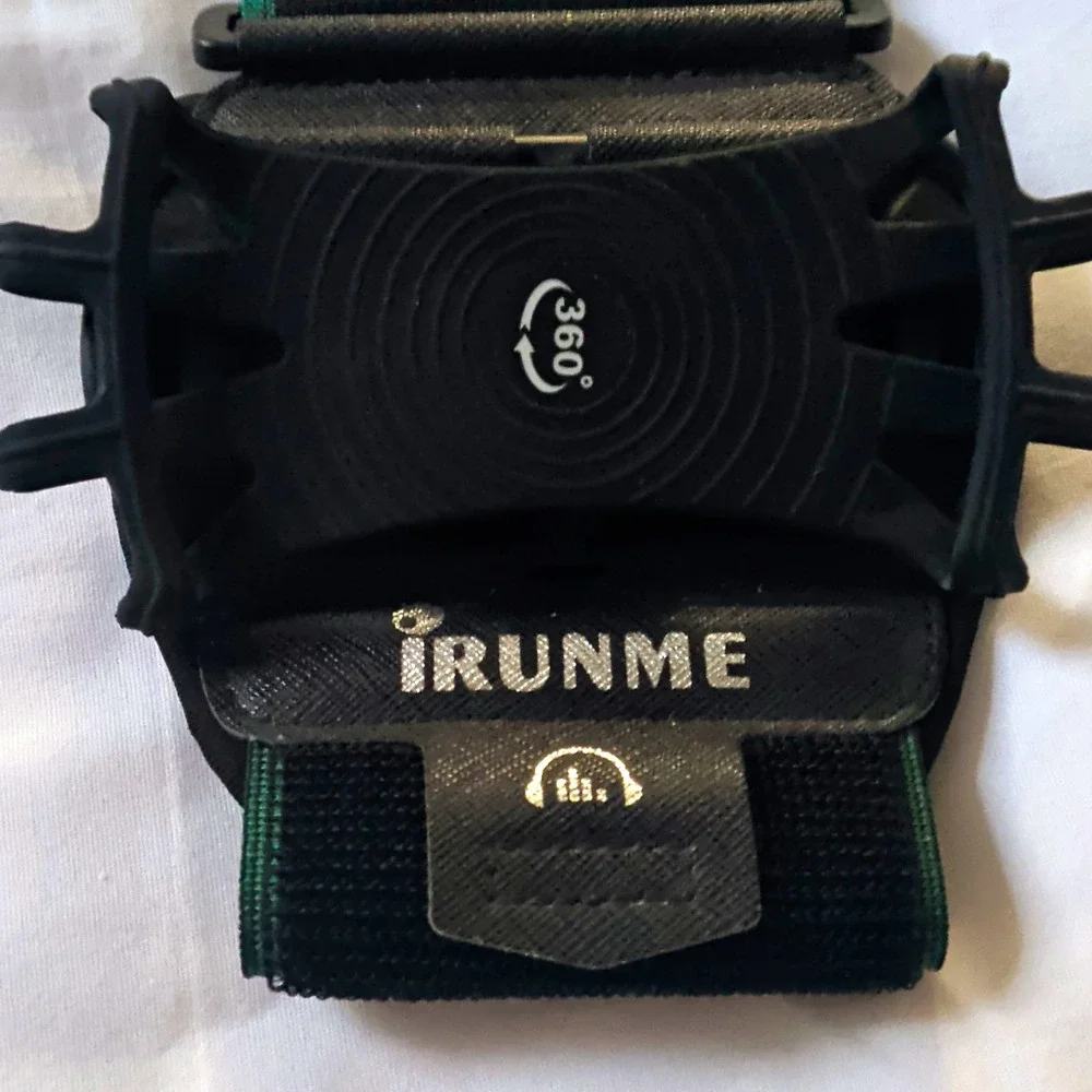 iRUNME Universal Cell Phone Armband w/ Hook & Loop, 360° Protection, Black/Green